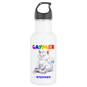 Bouteille D'eau Gaymer - Rainbow Gaming Cat avec console LGBTQ