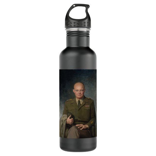 Bouteille D'eau Général Dwight Eisenhower Portrait peint 5 étoiles (Devant)