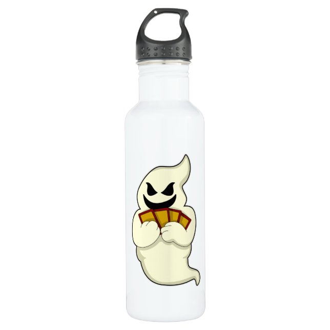 Bouteille D'eau Ghost at Poker avec cartes de Poker (Devant)