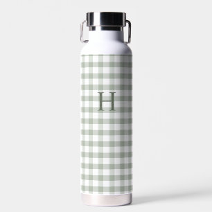 Bouteille D'eau Gingham Vert Classique Monogramme Moderne