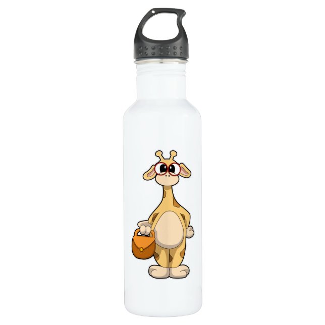 Bouteille D'eau Girafe avec lunettes et sac (Devant)