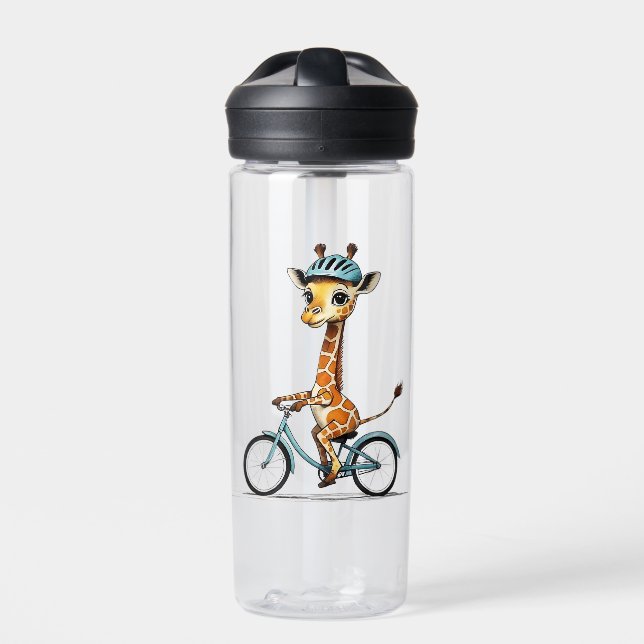 Bouteille D'eau Giraffe Riding a Bicycle - Crayon à main (Extérieur)