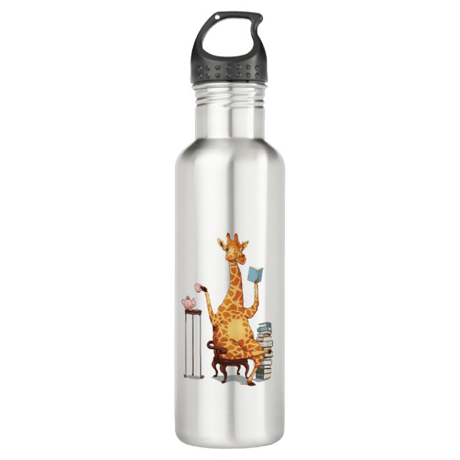 Bouteille D'eau Giraffes, livres et cadeaux de thé (Devant)