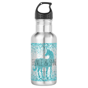 Bouteille D'eau Girly Glitz Aqua Turquoise Parties scintillant Uni