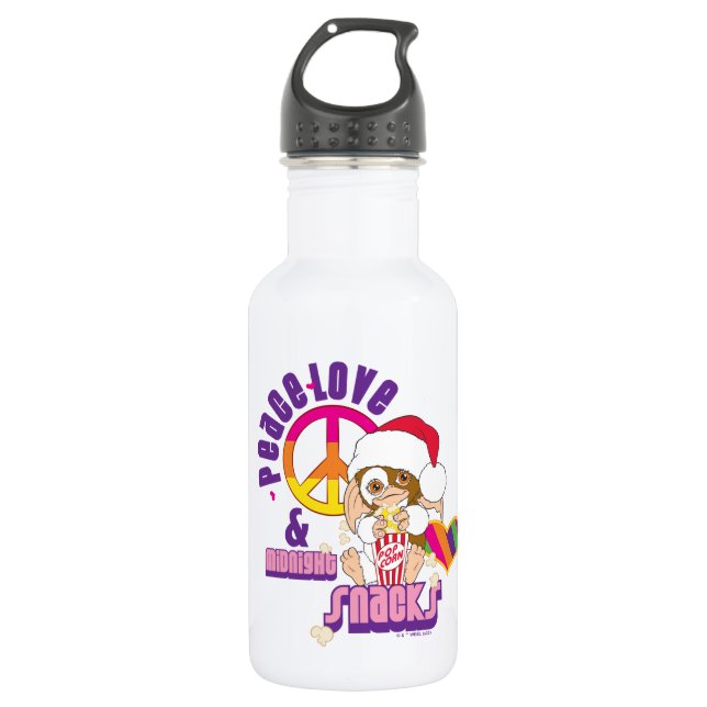 Bouteille D'eau Gizmo | Peace Love & Midnight Snacks (Devant)