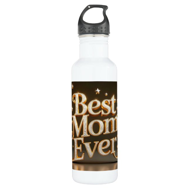 Bouteille D'eau Glam Gold Bling Meilleure maman jamais (Devant)