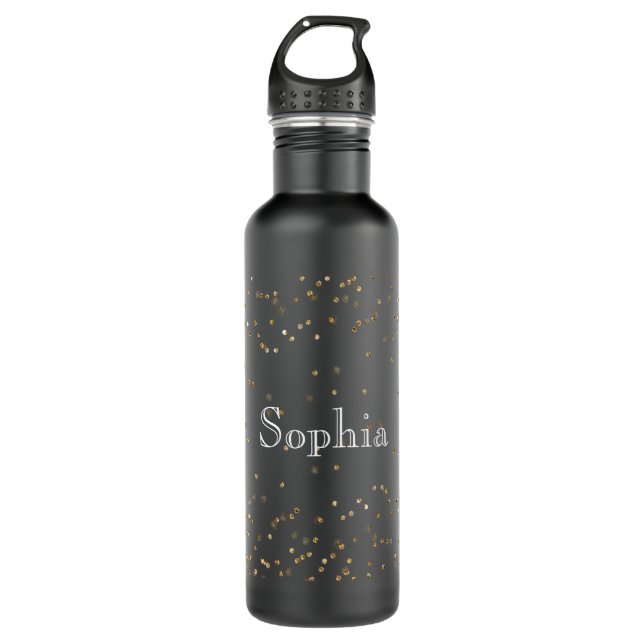 Bouteille D'eau Glam Gold Sparkle Confetti Personnalisé (Devant)
