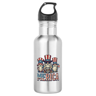Bouteille D'eau Gnome Patriote Merica Design Vectoriel Vintage_1