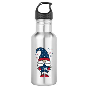 Bouteille D'eau Gnome Patriotique USA Étoile Vectorielle Conceptio