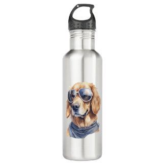 Bouteille D'eau Golden Retriever avec lunettes de soleil