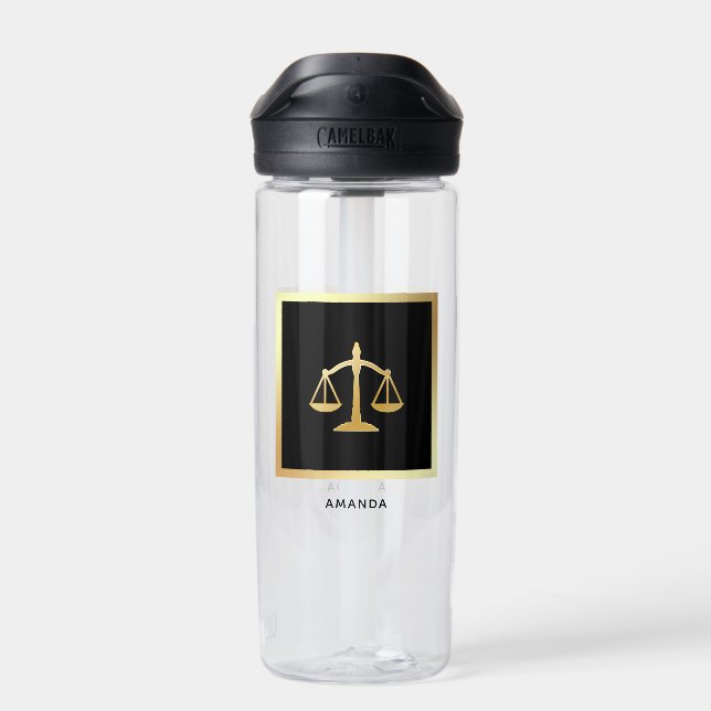 Bouteille D'eau Golden Scales of Justice Law Theme (Arrière)