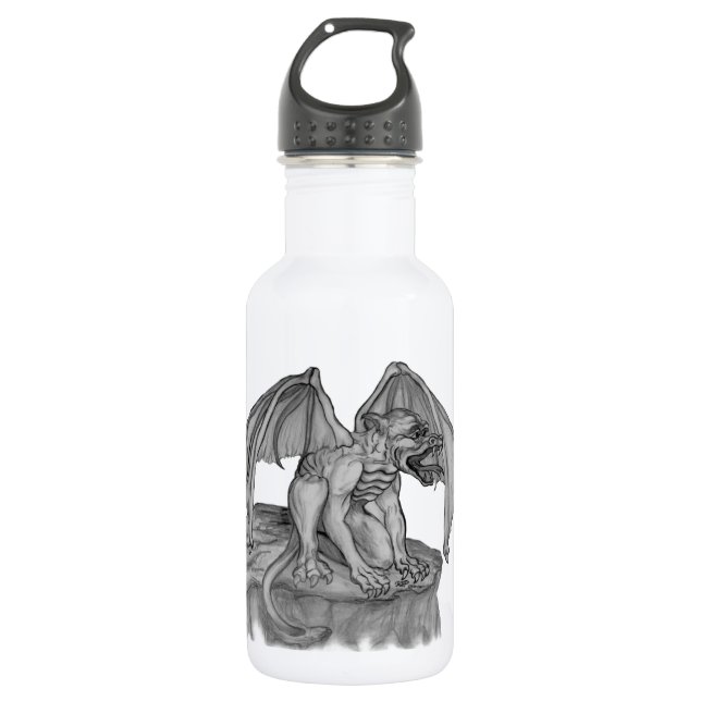 Bouteille D'eau GOLEM - Gargoyle noir et blanc (Devant)