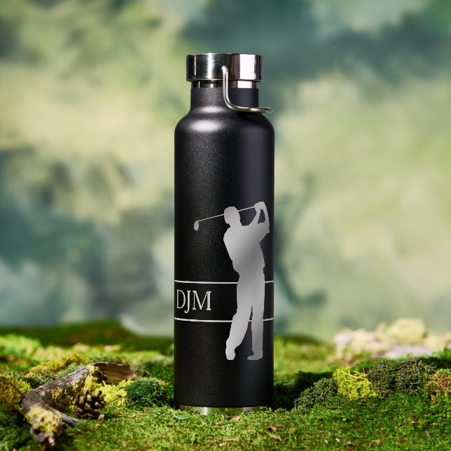 Bouteille D'eau Golfeur Silhouette Monogramme (Extérieur)