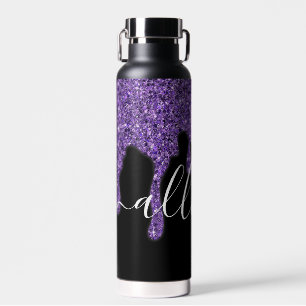 Bouteille D'eau Goutte scintillante violette personnalisée