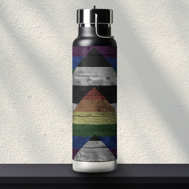 Bouteille D'eau Grain de bois Couleurs du drapeau de la Fierté d'a (Créateur téléchargé)