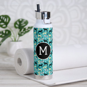 Bouteille D'eau Grand Dane Turquoise Harlequin Faune Chien Noir Mo