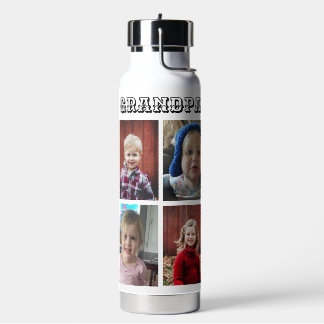 Bouteille D'eau Grand-père personnalisé | Photos de petits enfants
