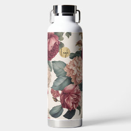 Bouteille D'eau Grandes Peonées Mauves et Roses