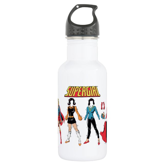 Bouteille D'eau Graphique de poupée en papier supergirl (Devant)