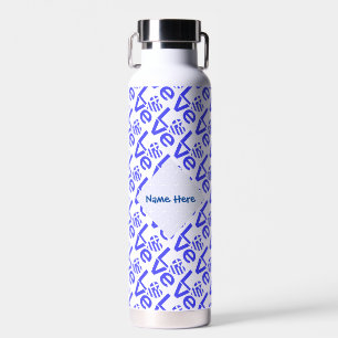 Bouteille D'eau Grec Coeur Drapeau Bleu Amour Carrelé Bleu Personn
