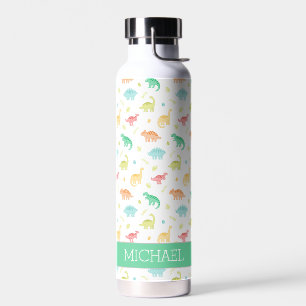 Bouteille D'eau Green Blue Dinosaur Motif Nom personnalisé