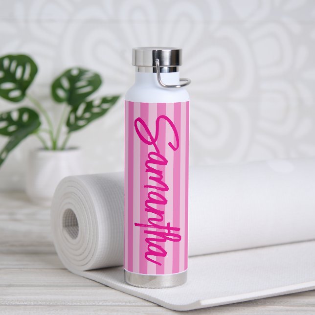 Bouteille D'eau Grilles Ombre Rose Chaud Personnalisées (Yoga)