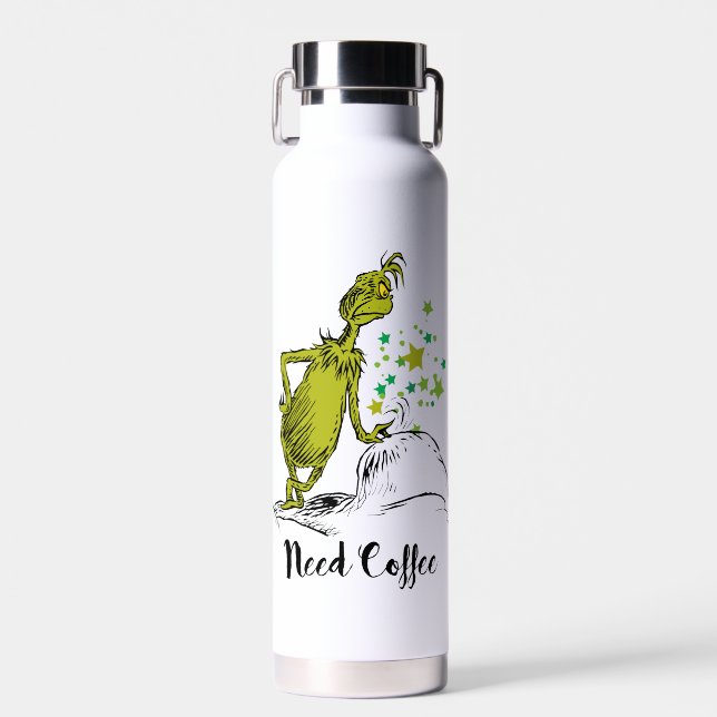 Bouteille D'eau Grinch | Besoin de café drôle (Avant)