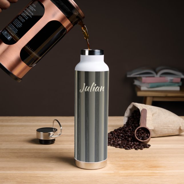 Bouteille D'eau Gris lisse classique moderne avec nom (Gym)