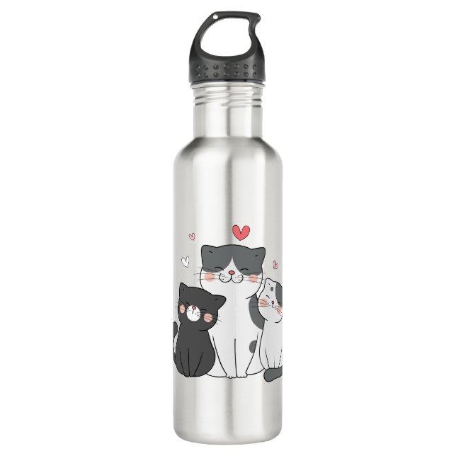 Bouteille D'eau groupe de chats mignons | Conception amoureux des  (Devant)