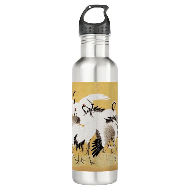 Bouteille D'eau Grues d'horloges japonaises Vintage Bird Rich Clas (Devant)