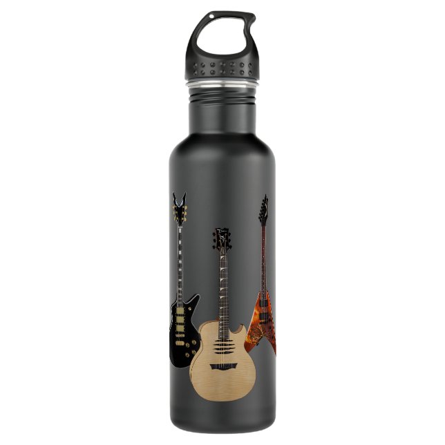 Bouteille D'eau Guitares Acoustique Et Électrique Rock Music Playe (Devant)