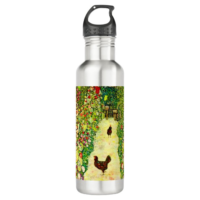Bouteille D'eau Gustav Klimt Garden with Chickens (Devant)