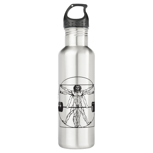 Bouteille D'eau Gym Barbell Deadlift - Vitruvian Man (Devant)