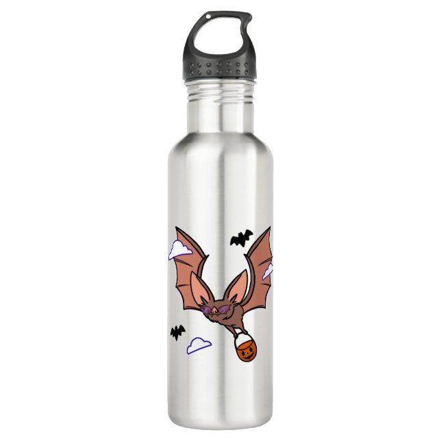 Bouteille D'eau Halloween chauve-souris volant mignonne (Devant)