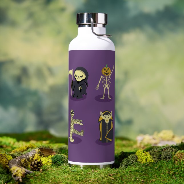 Bouteille D'eau Halloween Squelette Dracula Mummy Griffe Reaper (Café)