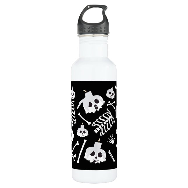 Bouteille D'eau Halloween squelette os crâne (Devant)