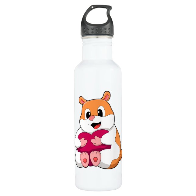 Bouteille D'eau Hamster au coeur (Devant)