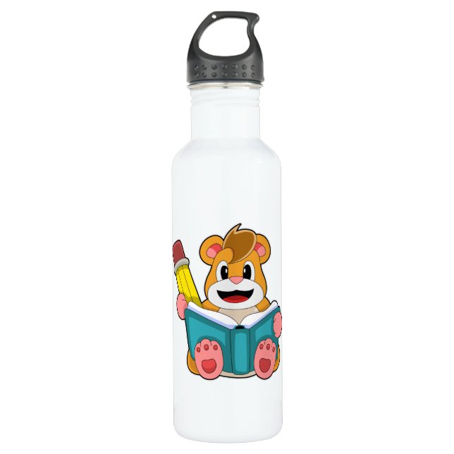 Bouteille D'eau Hamster avec livre et stylet (Devant)