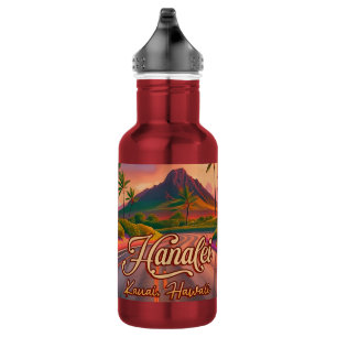 Bouteille D'eau Hanalei Kauai Hawaii Retro Volcano Road années 195