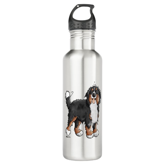 Bouteille D'eau Happy Bernese Mountain Dog - Comic - Chiens - Cart (Devant)