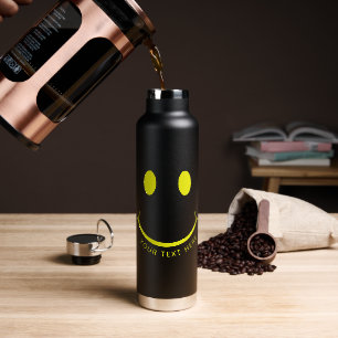 Bouteille D'eau Happy Face Graphic Personnaliser Noir
