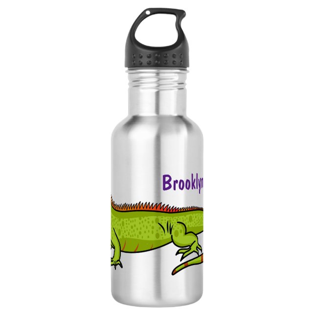 Bouteille D'eau Happy green iguana cartoon illustration (Devant)