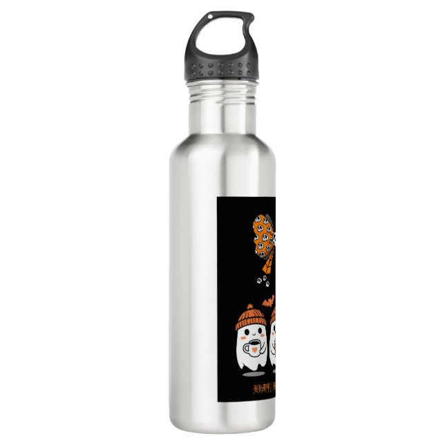 Bouteille D'eau Happy Halloween – fantômes café mignons (Devant)