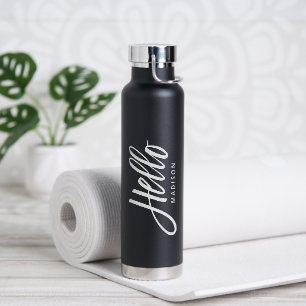 Bouteille D'eau Hello Modern Simple Script avec votre nom