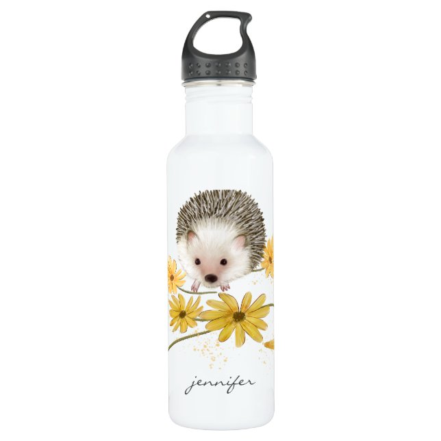 Bouteille D'eau Hérisson floral personnalisé (Devant)
