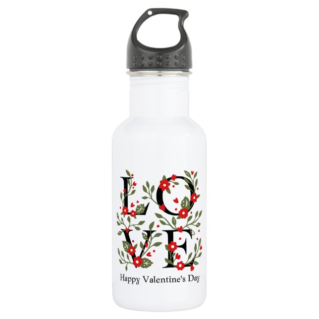 Bouteille D'eau Heureuse Sainte-Valentin 2024 - Images d'amour élé (Devant)
