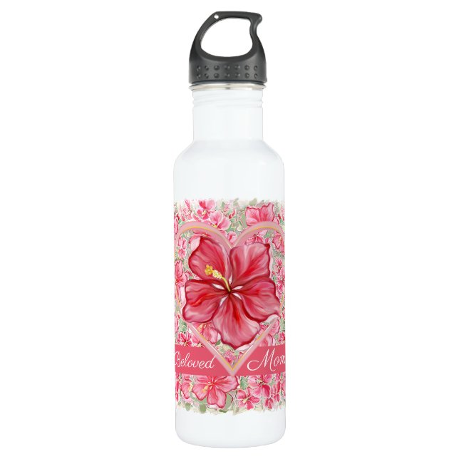 Bouteille D'eau Hibiscus & dentelle RED (Devant)