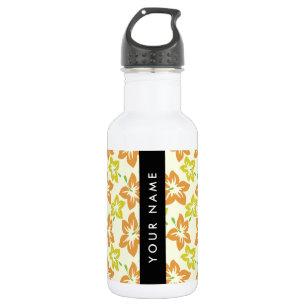 Bouteille D'eau Hibiscus jaune, Hibiscus orange, Votre Nom