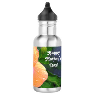 Bouteille D'eau Hibiscus orange Joyeuse Fête des Mères