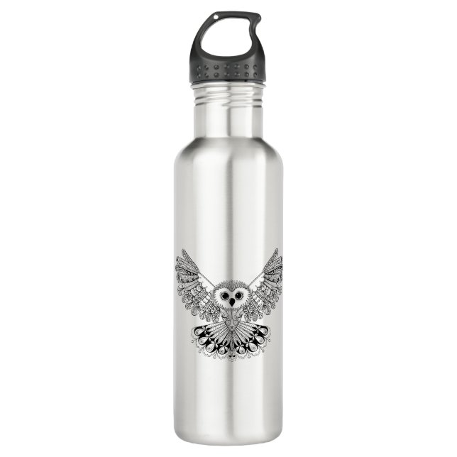 Bouteille D'eau Hibou noir de style (Devant)
